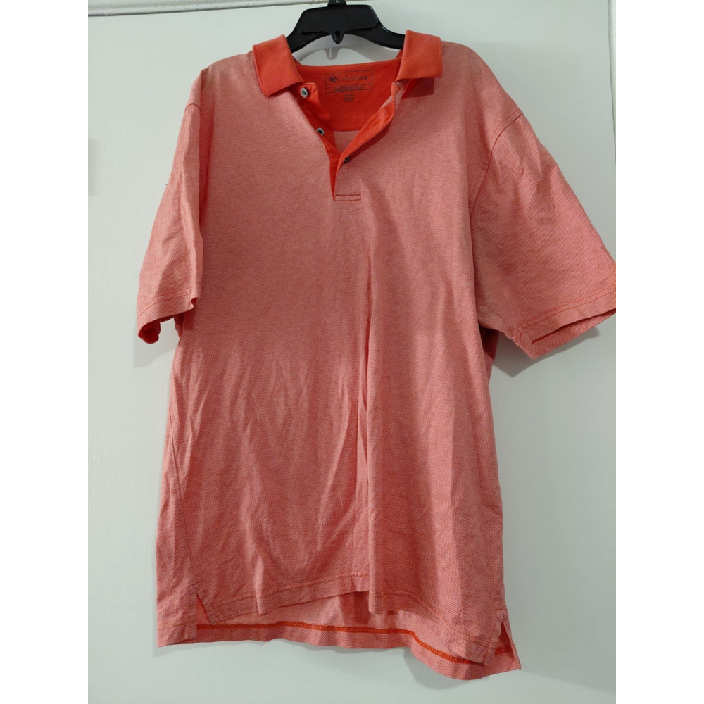 Jos. A Bank Polo Shirt Men's Large Pink Short Sleeve Leadbetter Golf Preppy Top